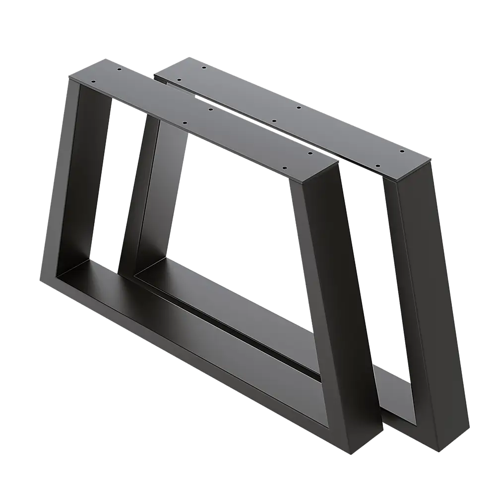 Trapezium-Shaped Table Bench Desk Legs Retro Industrial Design Fully Welded - Black - Furniture > Office