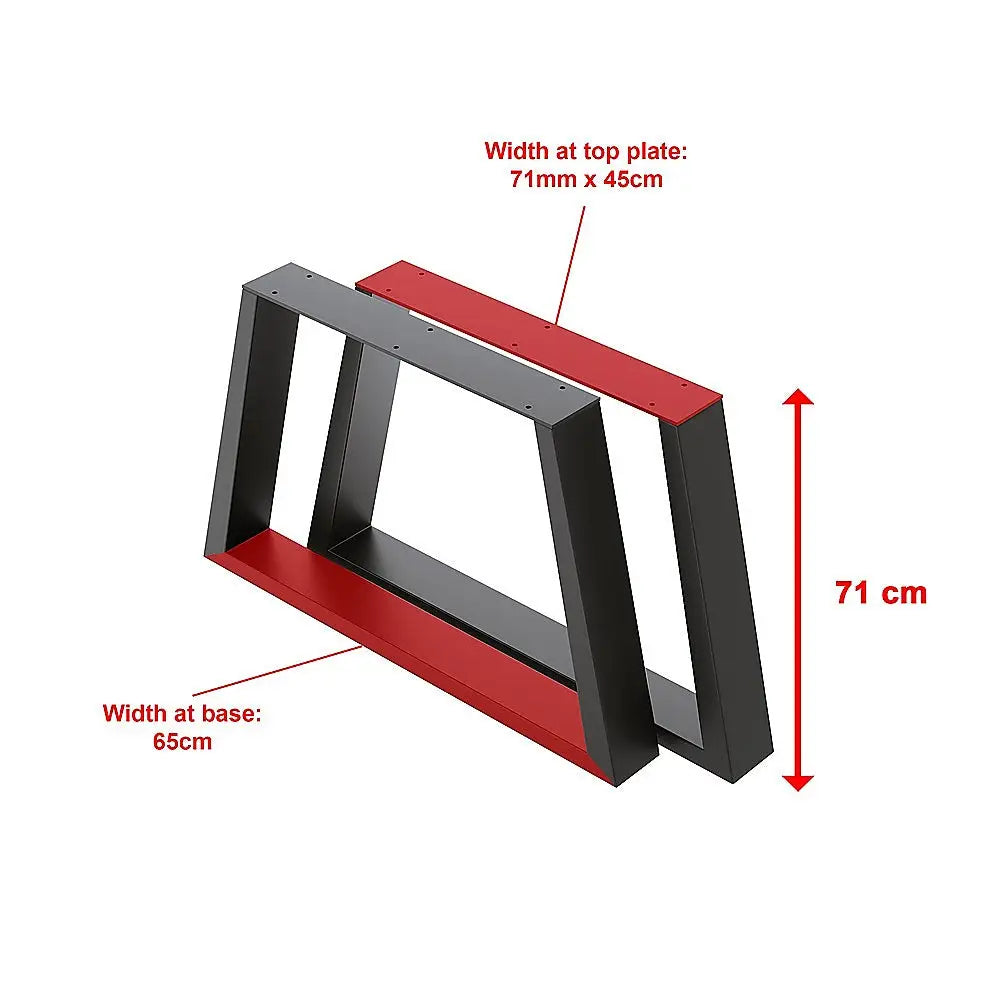 Trapezium-Shaped Table Bench Desk Legs Retro Industrial Design Fully Welded - Black - Furniture > Office