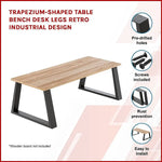 Trapezium-Shaped Table Bench Desk Legs Retro Industrial Design Fully Welded - Black - Furniture > Office