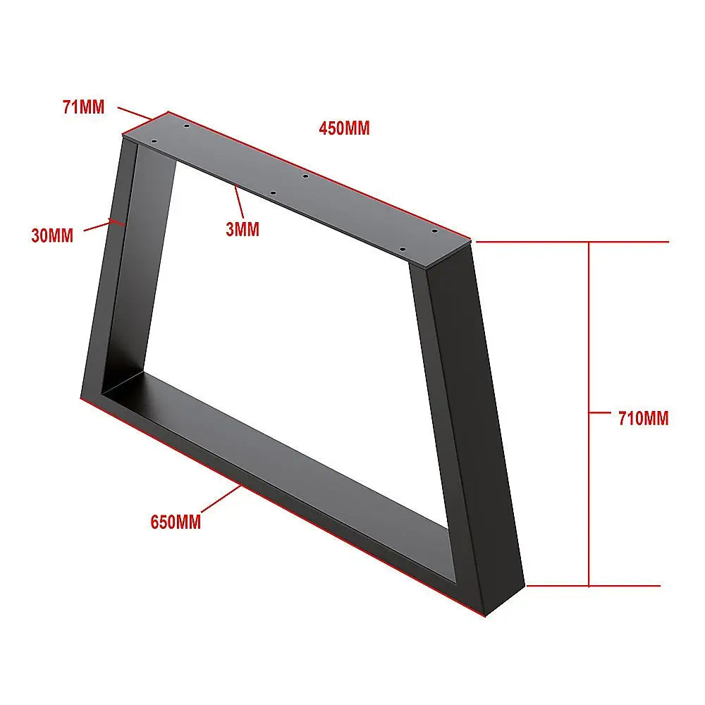 Trapezium-Shaped Table Bench Desk Legs Retro Industrial Design Fully Welded - Black - Furniture > Office