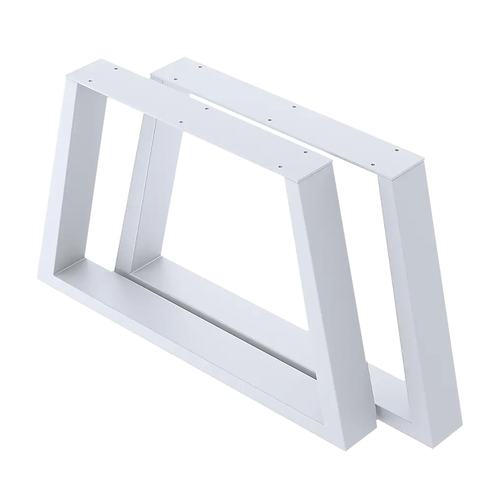 Trapezium-Shaped Table Bench Desk Legs Retro Industrial Design Fully Welded - White - Furniture > Office