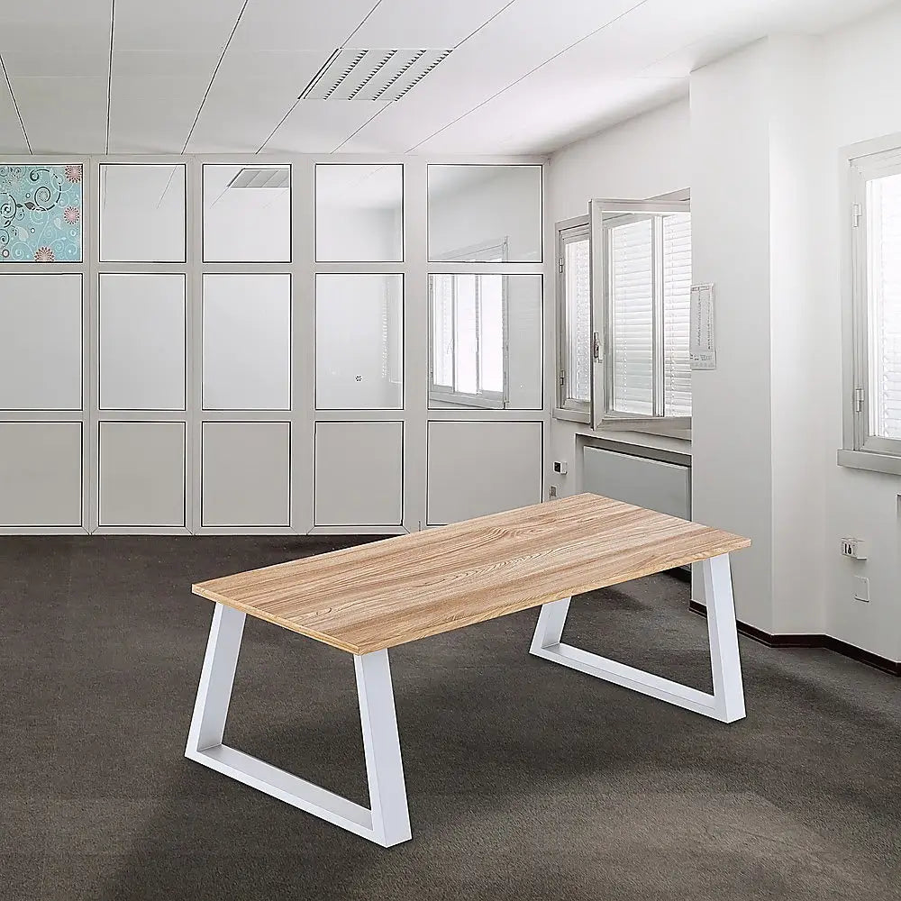 Trapezium-Shaped Table Bench Desk Legs Retro Industrial Design Fully Welded - White - Furniture > Office