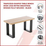Trapezoid-Shaped Table Bench Desk Legs Retro Industrial Design Fully Welded - Black - Furniture > Office
