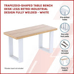 Trapezoid-Shaped Table Bench Desk Legs Retro Industrial Design Fully Welded - White - Furniture > Office