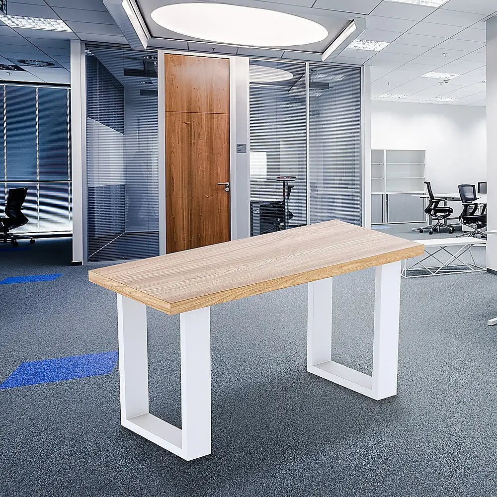 Trapezoid-Shaped Table Bench Desk Legs Retro Industrial Design Fully Welded - White - Furniture > Office