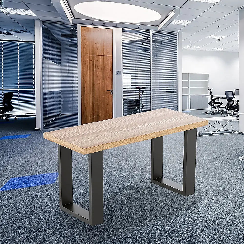 Trapezoid-Shaped Table Bench Desk Legs Retro Industrial Design Fully Welded - Black - Furniture > Office