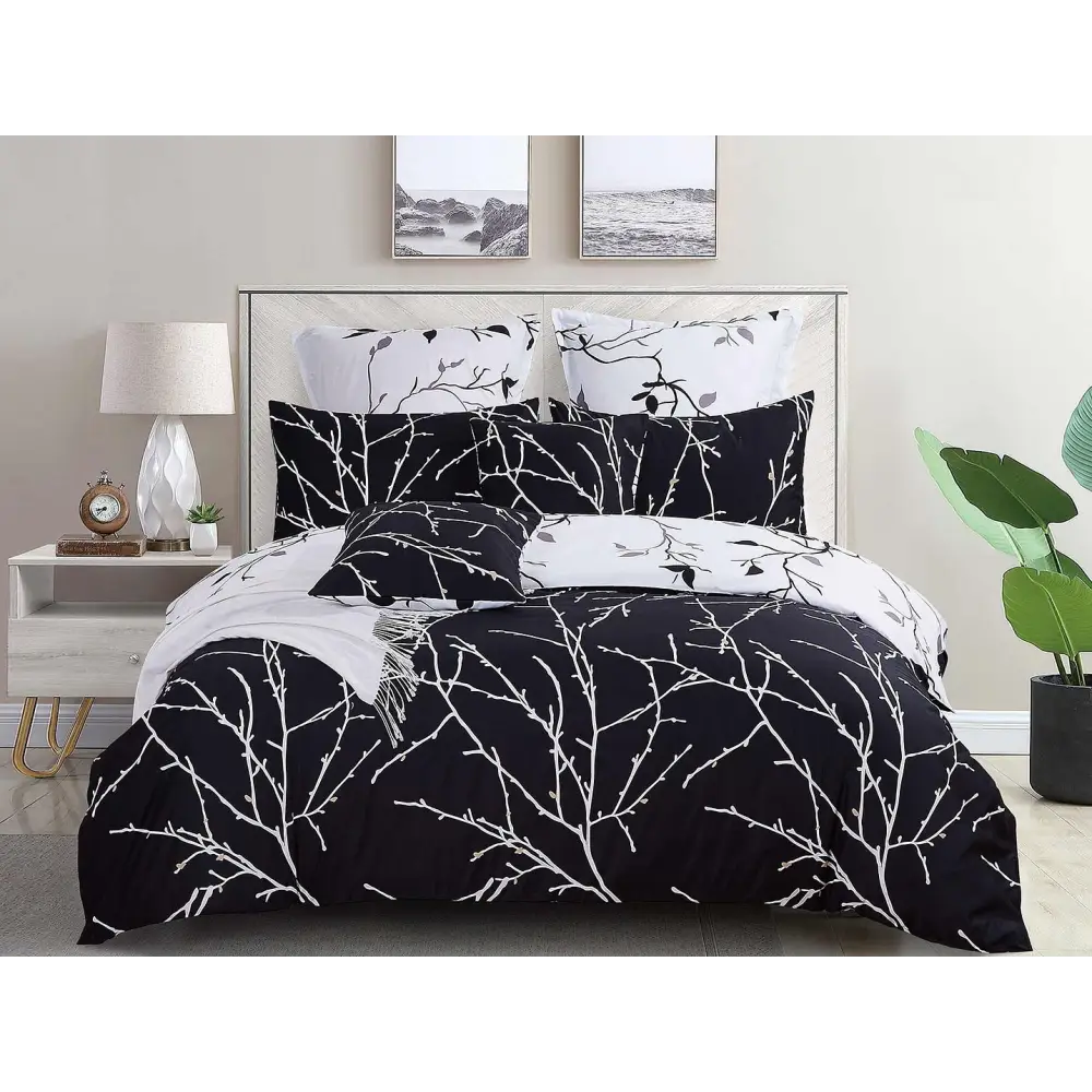 Tree Reversible Double Size White Duvet Quilt Cover Set - Home & Garden > Bedding > Duvet Covers