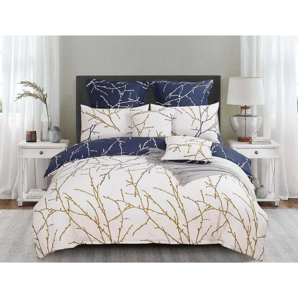Tree Reversible Queen Size Bed Quilt/Duvet Cover Set Beige - Home & Garden > Bedding > Duvet Covers