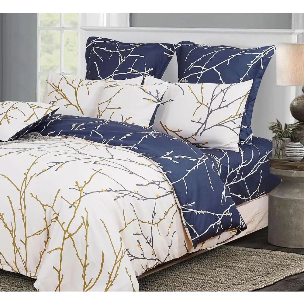 Tree Reversible Queen Size Bed Quilt/Duvet Cover Set Beige - Home & Garden > Bedding > Duvet Covers