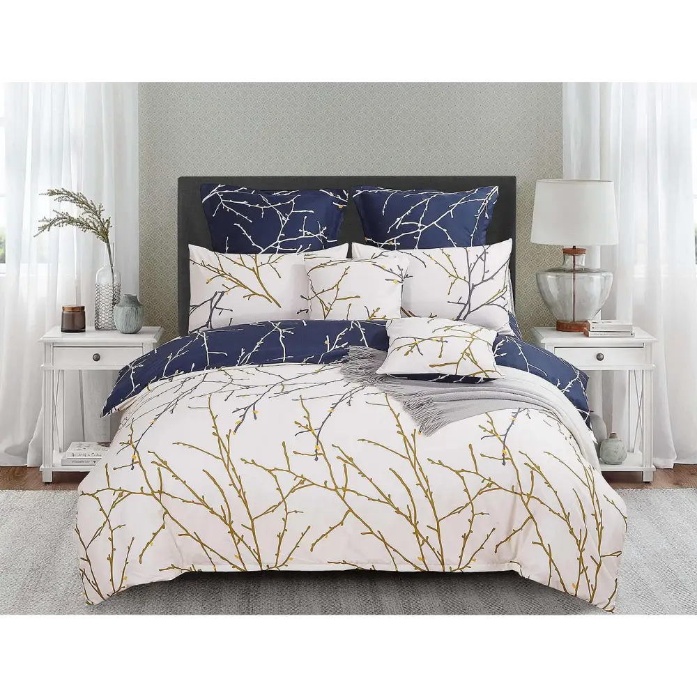 Tree Reversible Super King Size Blue Duvet Quilt Cover Set - Home & Garden > Bedding > Duvet Covers