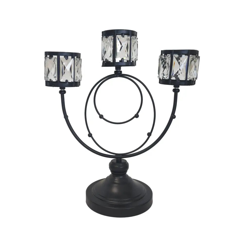 Trio Crystal Candle Holder - Black - Home & Garden > Decor > Vases & Table Decor