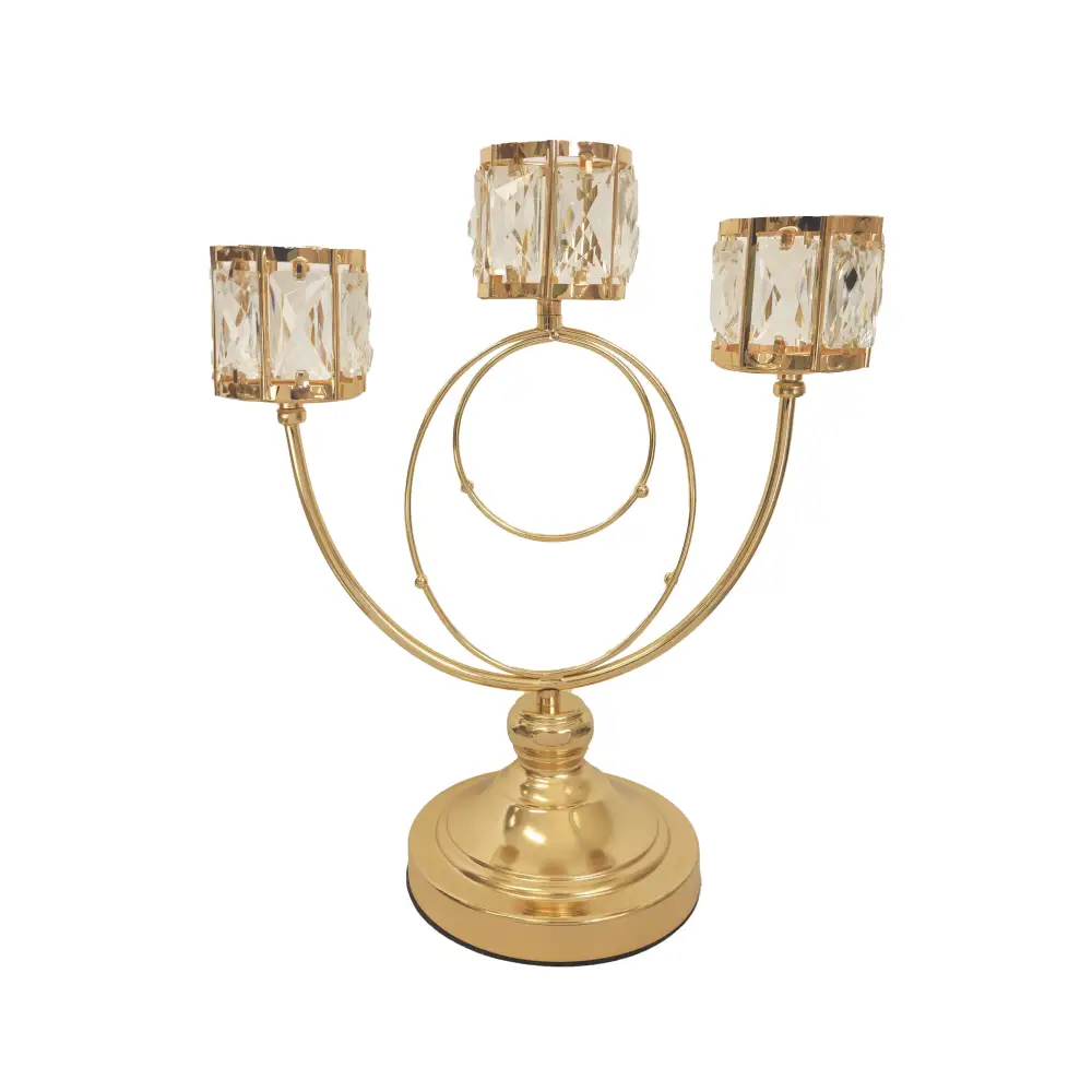 Trio Crystal Candle Holder - Gold - Home & Garden > Decor > Vases & Table Decor