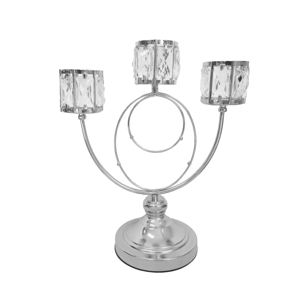 Trio Crystal Candle Holder - Silver - Home & Garden > Decor > Vases & Table Decor