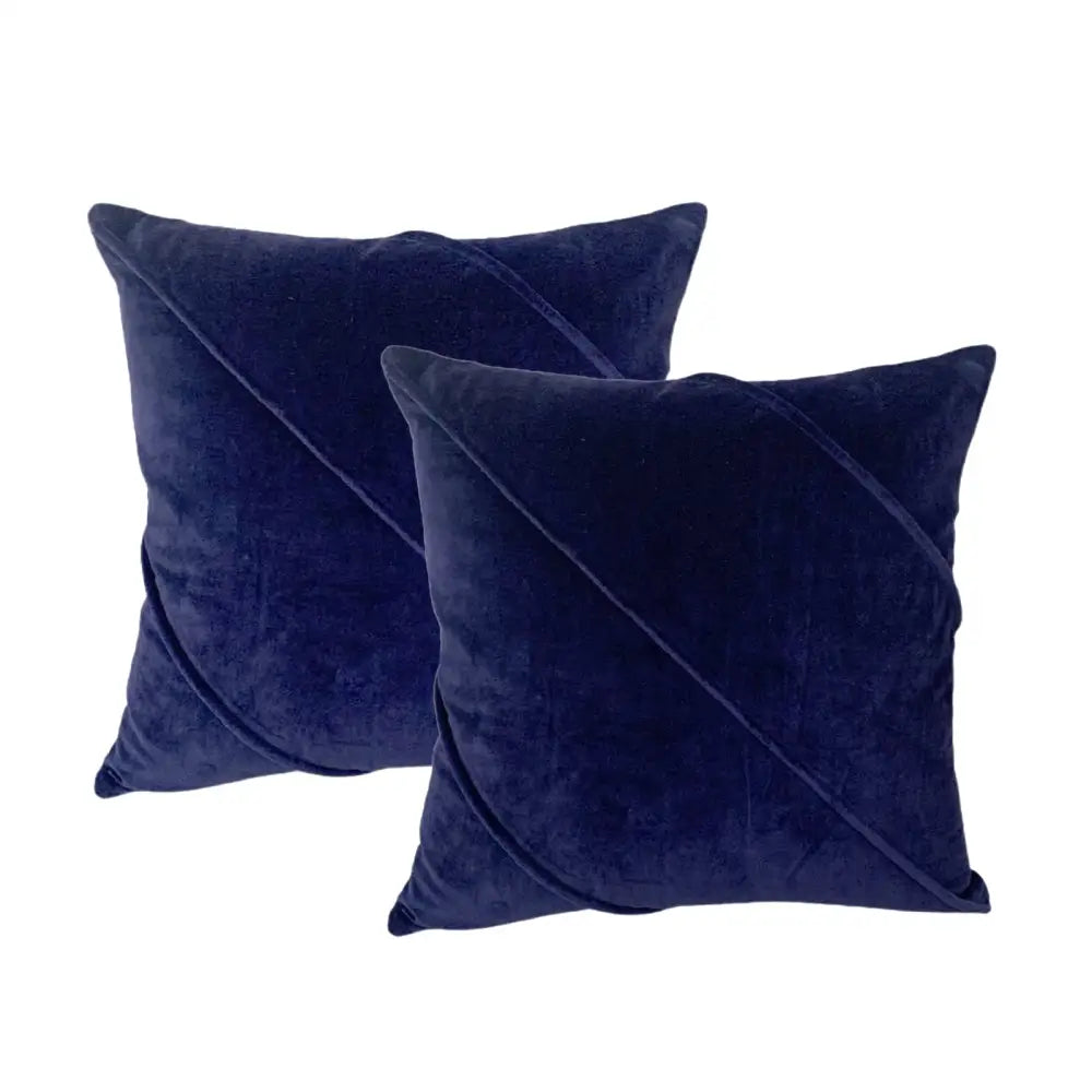 Trova Ink Twin Pack Cotton Velvet Cushion Feather Filled by Cloud Linen - Home & Garden > Decor > Cushions & Throws