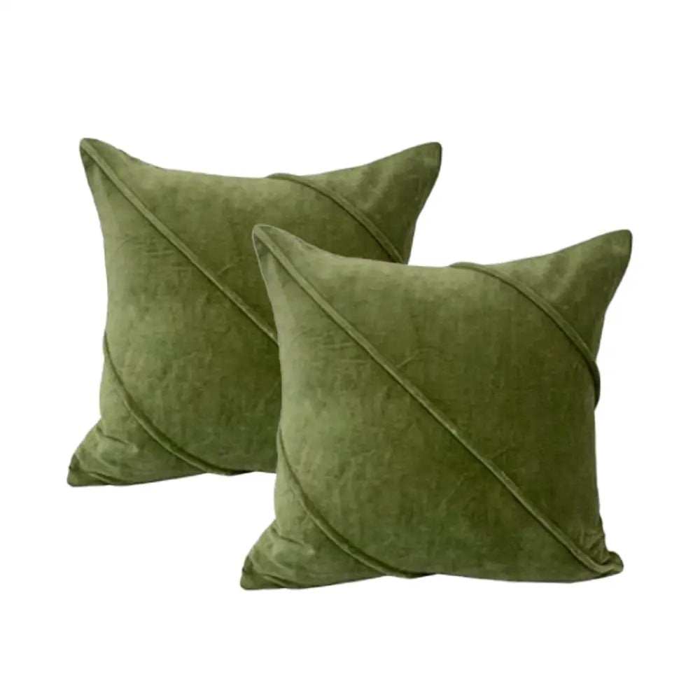 Trova Sage Twin Pack Cotton Velvet Cushion Feather Filled by Cloud Linen - Home & Garden > Decor > Cushions & Throws