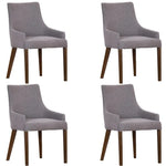 Tuberose Dining Chair Set of 4 Fabric Seat Solid Acacia Wood Furniture - Grey - Furniture > Dining