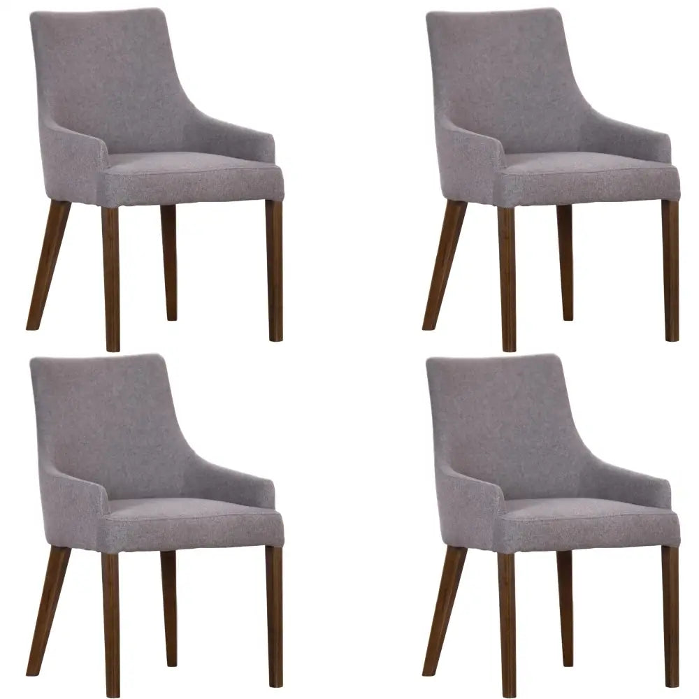 Tuberose Dining Chair Set of 4 Fabric Seat Solid Acacia Wood Furniture - Grey - Furniture > Dining