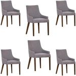 Tuberose Dining Chair Set of 6 Fabric Seat Solid Acacia Wood Furniture - Grey - Furniture > Dining