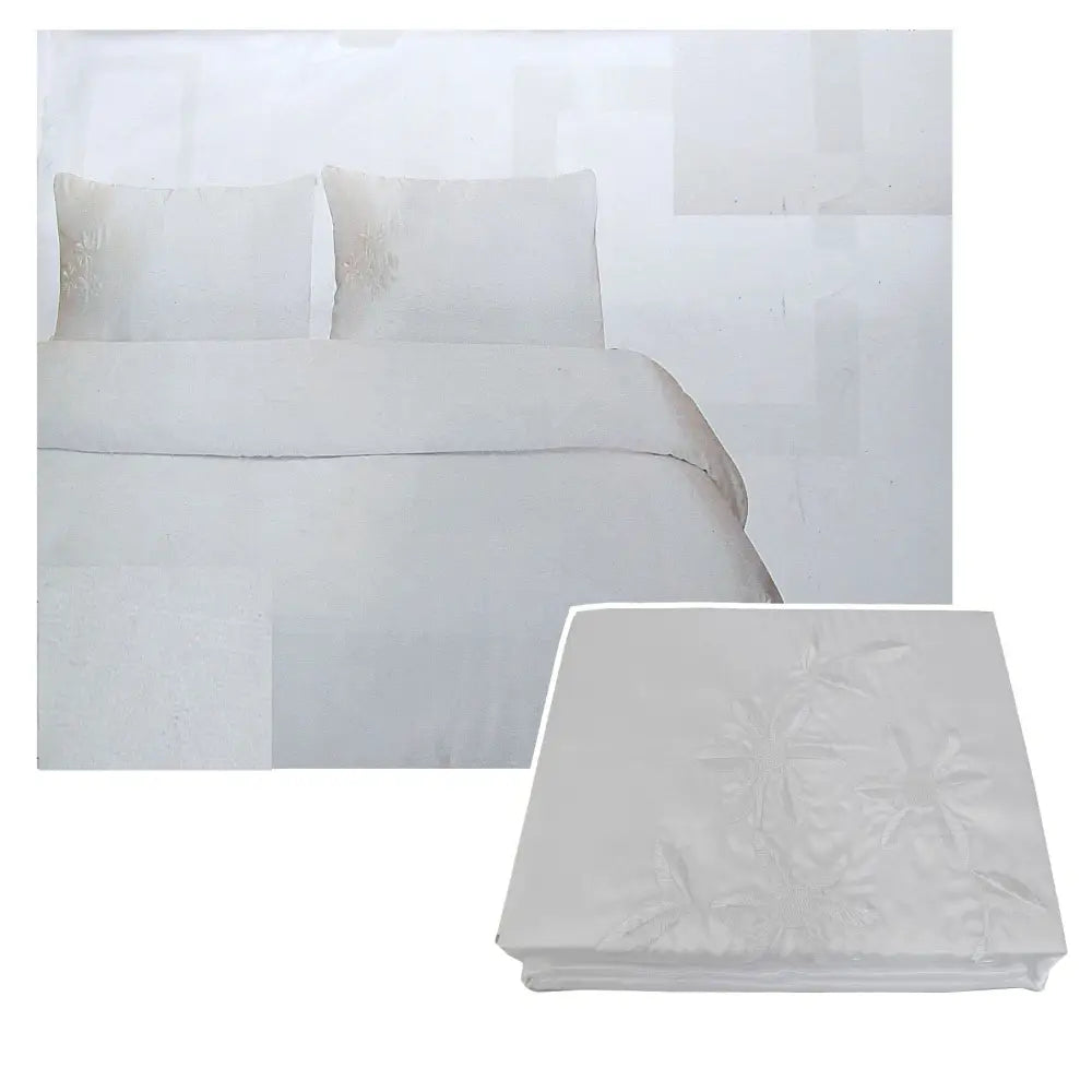 Tuberose Satin Embroidery Quilt Cover Set White Queen - Home & Garden > Bedding