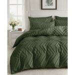 Tufted Boho Wave Jacquard Quilt Cover Set- Dark Green - Queen Size - Home & Garden > Bedding