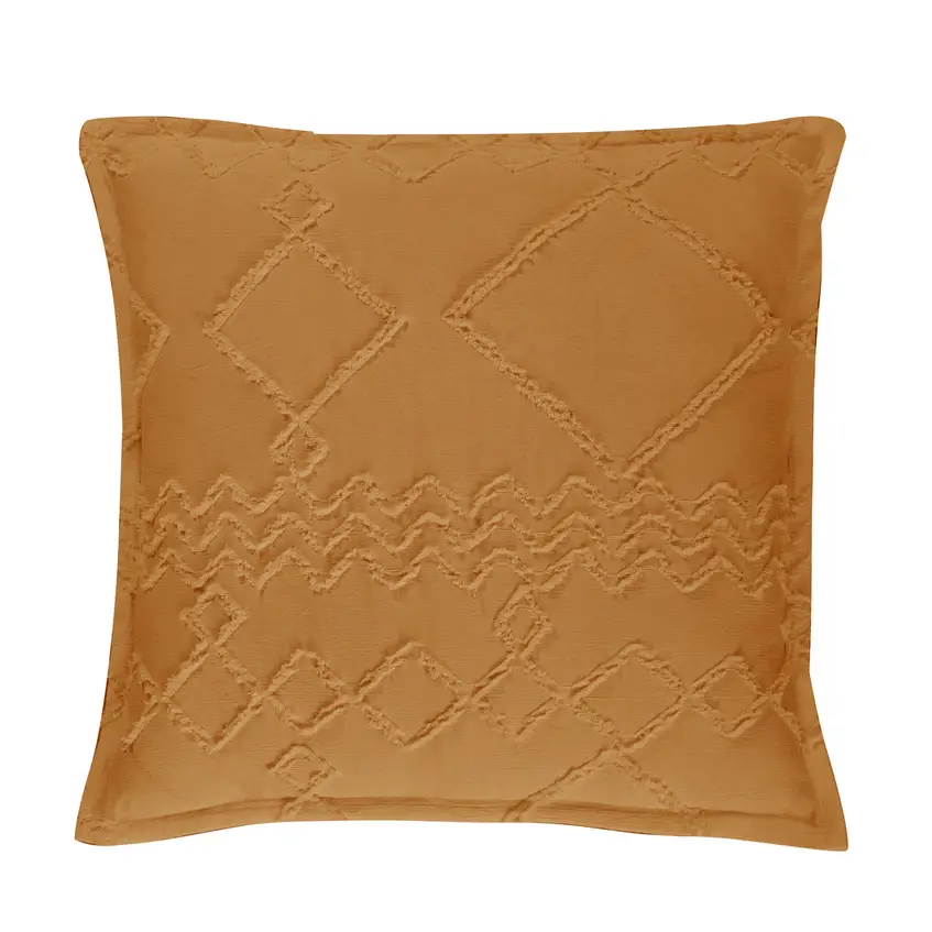 TUFTED MICROFIBRE SUPER SOFT CUSHION COVER-CARAMEL - Home & Garden > Bedding