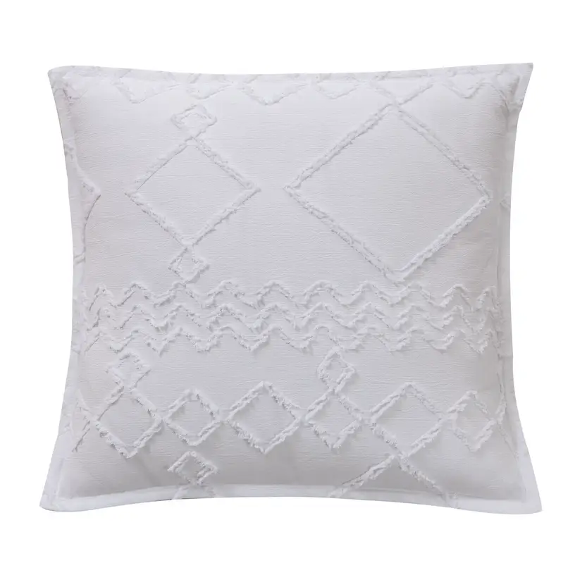 TUFTED MICROFIBRE SUPER SOFT CUSHION COVER-WHITE - Home & Garden > Bedding