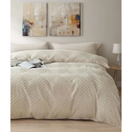 Tufted Textured Jacquard Quilt Cover Set- Beige - King Size - Home & Garden > Bedding