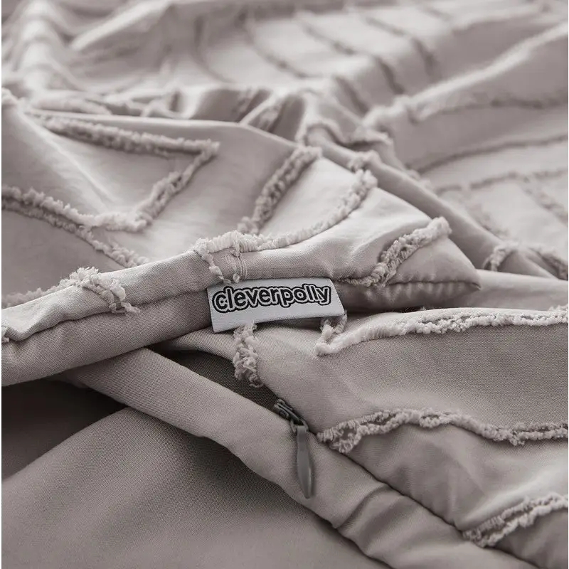 Tufted ultra soft microfiber quilt cover set-king beige - Home & Garden > Bedding