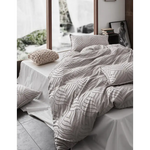 Tufted ultra soft microfiber quilt cover set-king beige - Home & Garden > Bedding