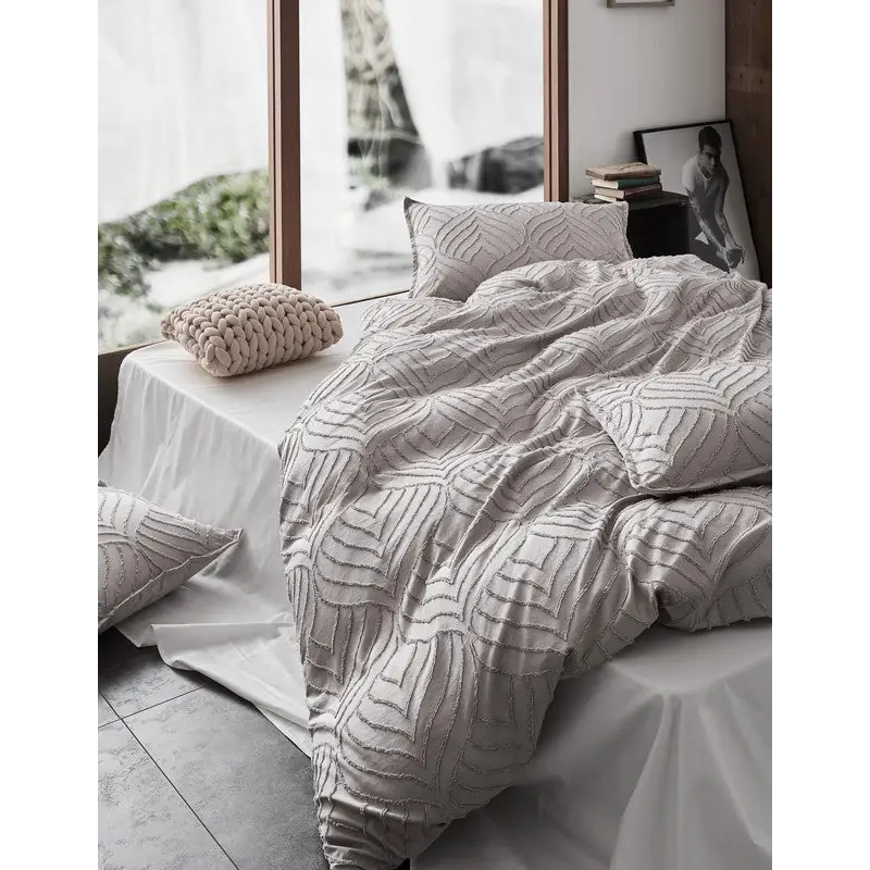 Tufted ultra soft microfiber quilt cover set-king beige - Home & Garden > Bedding
