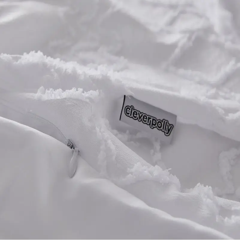 Tufted ultra soft microfiber quilt cover set-queen white - Home & Garden > Bedding