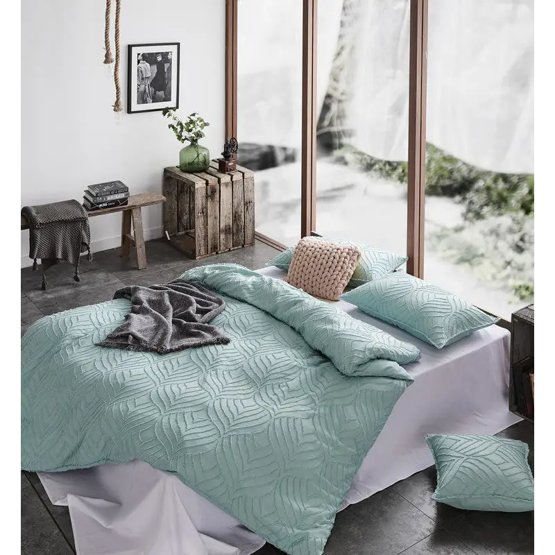 Tufted ultra soft microfiber quilt cover set-single sage green - Home & Garden > Bedding