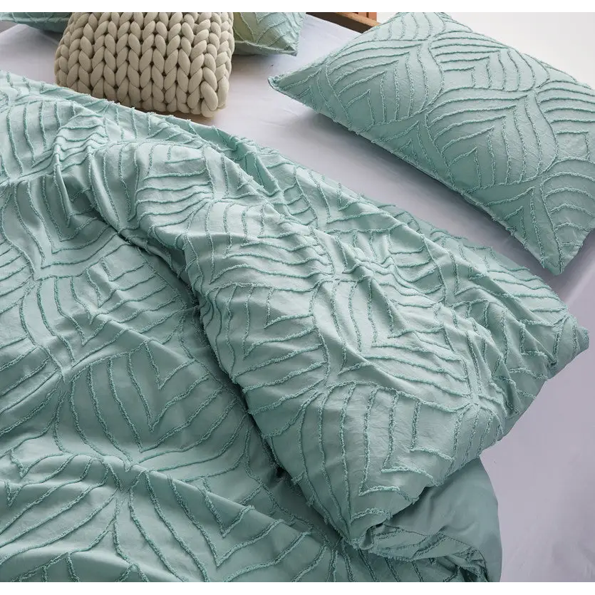 Tufted ultra soft microfiber quilt cover set-single sage green - Home & Garden > Bedding