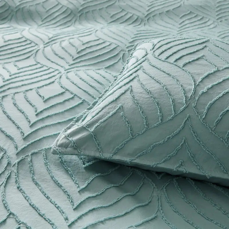 Tufted ultra soft microfiber quilt cover set-single sage green - Home & Garden > Bedding
