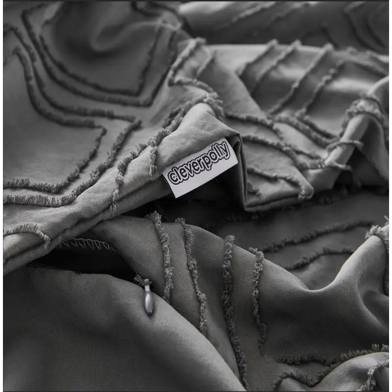 Tufted ultra soft microfiber quilt cover set-single smoke - Home & Garden > Bedding