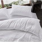 Tufted ultra soft microfiber quilt cover set-super king white - Home & Garden > Bedding