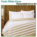 Turin White Linen Quilt Cover Set QUEEN - Home & Garden > Bedding