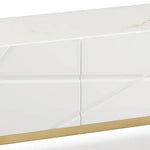 TV Cabinet MDF Glossy Storage Drawers Metal Base Entertainment Unit - Furniture > Living Room > TV Units