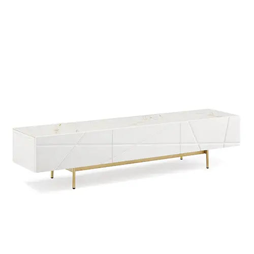 TV Cabinet MDF Glossy Storage Drawers Metal Base Entertainment Unit - Furniture > Living Room > TV Units