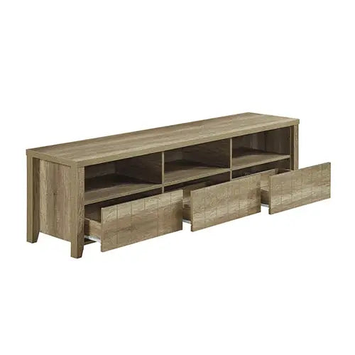 TV Entertainment Unit 3 Storage Drawers with Shelf Natural Wood like MDF in Oak Colour - Furniture > Living Room