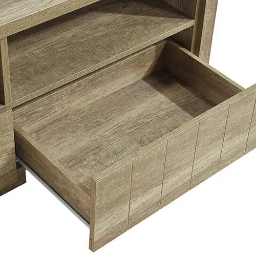 TV Entertainment Unit 3 Storage Drawers with Shelf Natural Wood like MDF in Oak Colour - Furniture > Living Room