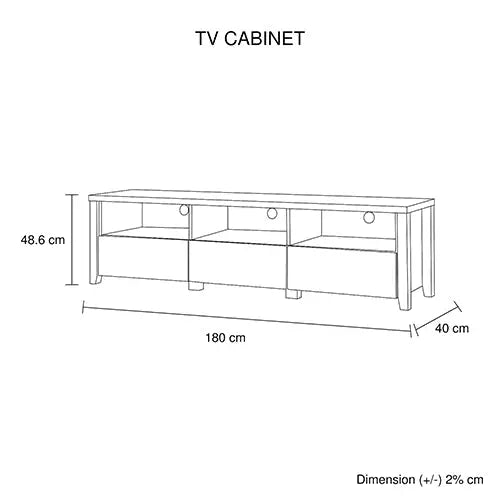 TV Entertainment Unit 3 Storage Drawers with Shelf Natural Wood like MDF in Oak Colour - Furniture > Living Room