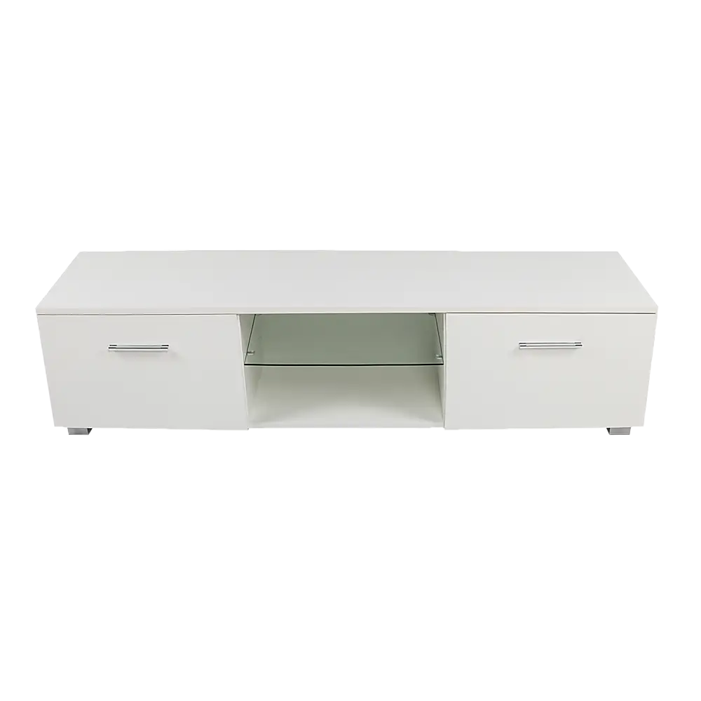 TV Entertainment Unit Stand High Gloss Storage Shelf 140cm White - Furniture > Office