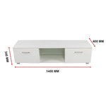 TV Entertainment Unit Stand High Gloss Storage Shelf 140cm White - Furniture > Office