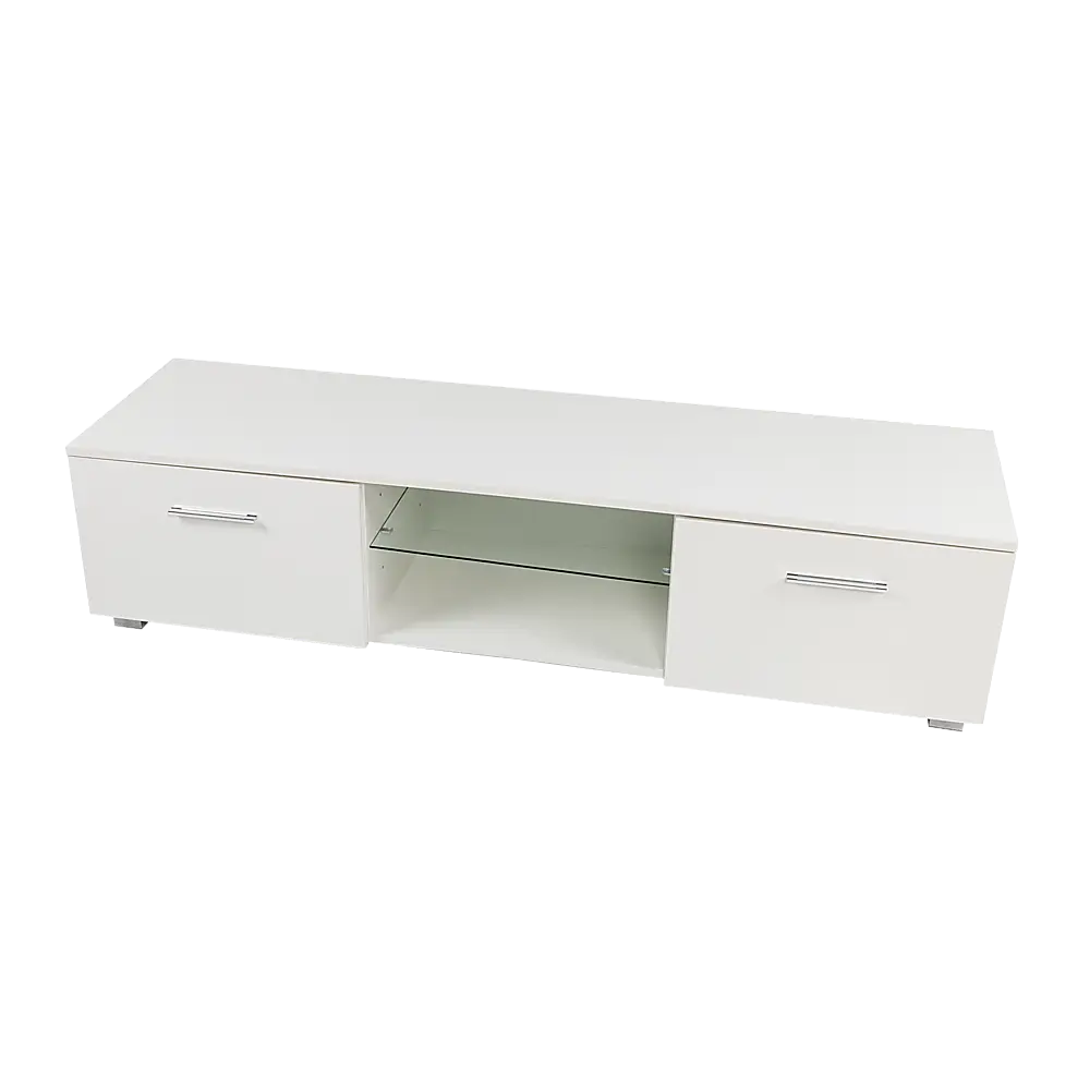 TV Entertainment Unit Stand High Gloss Storage Shelf 140cm White - Furniture > Office