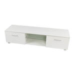 TV Entertainment Unit Stand High Gloss Storage Shelf 140cm White - Furniture > Office
