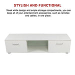 TV Entertainment Unit Stand High Gloss Storage Shelf 140cm White - Furniture > Office