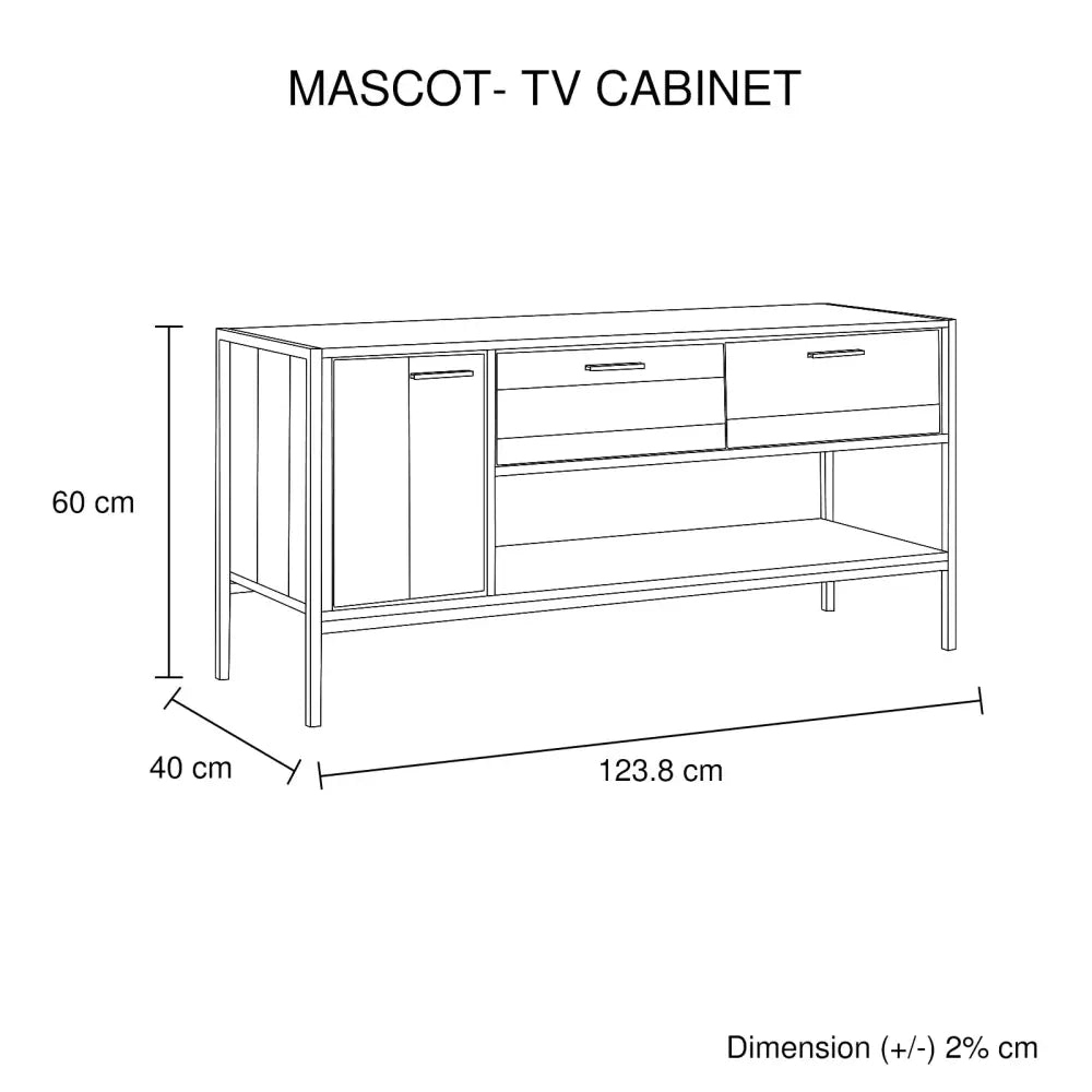 TV Entertainment Unit with 2 Storage Drawers Natural Wood Like Particle board in Oak colour - Furniture > Living Room