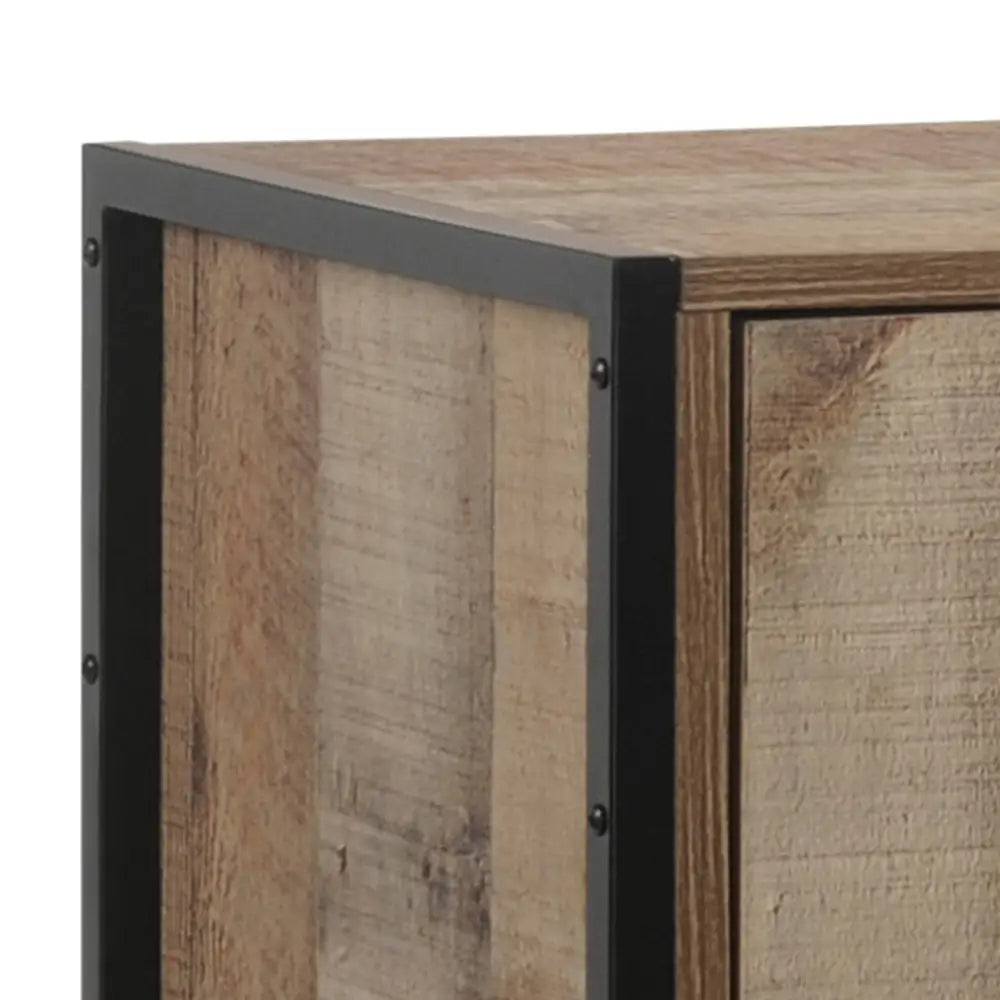 TV Entertainment Unit with 2 Storage Drawers Natural Wood Like Particle board in Oak colour - Furniture > Living Room