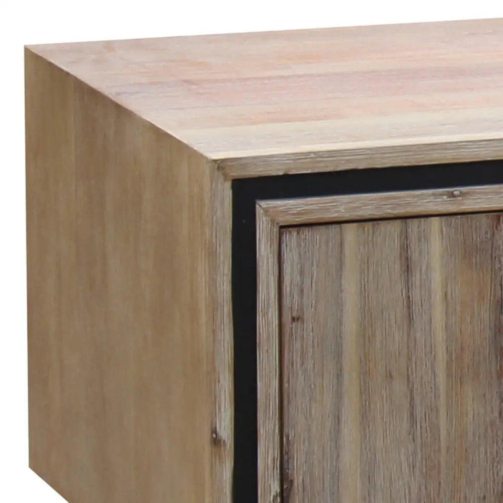 TV Entertainment Unit with 2 Storage Drawers Solid Acacia Wooden in Sliver Bruch Colour - Furniture > Living Room